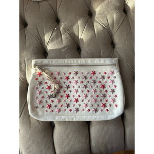 Jimmy Choo Off-White Pink Star Studded Zip Clutch